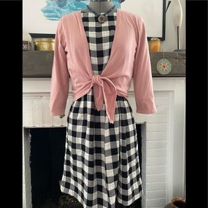 J. Jill Black/Barley Gingham Dress with Pockets! Petite Small